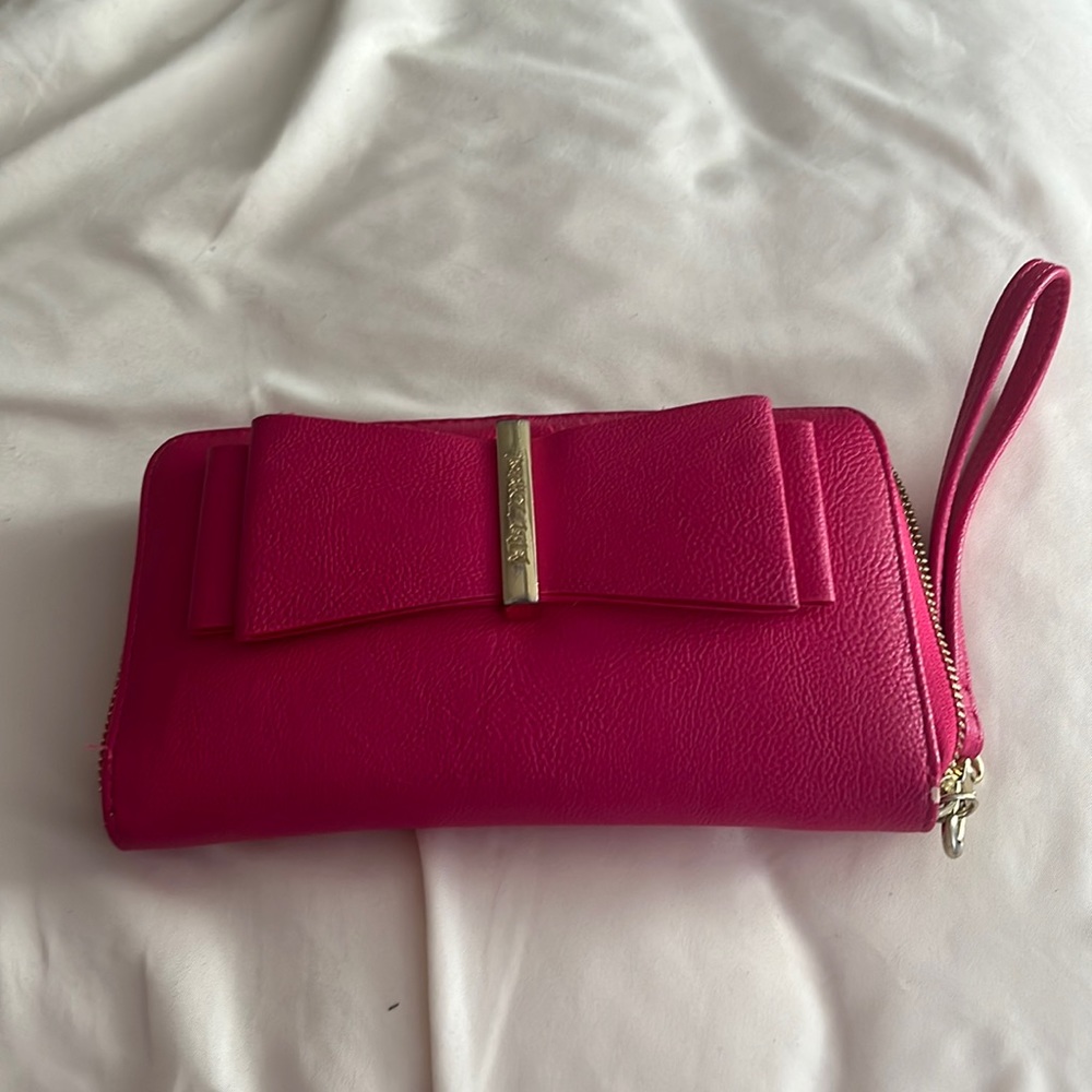 Betsy Johnson Hot Pink Bow Wristlet